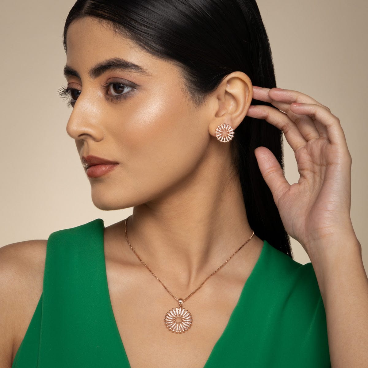 Zircon Pendant Set Zircon Pendant Earring 189247