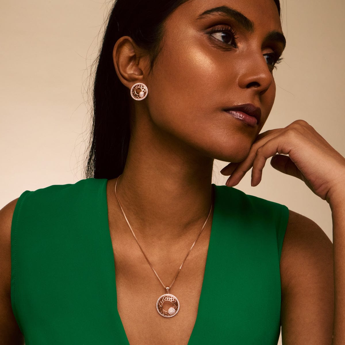 Zircon Pendant Set Zircon Pendant Earring 191782