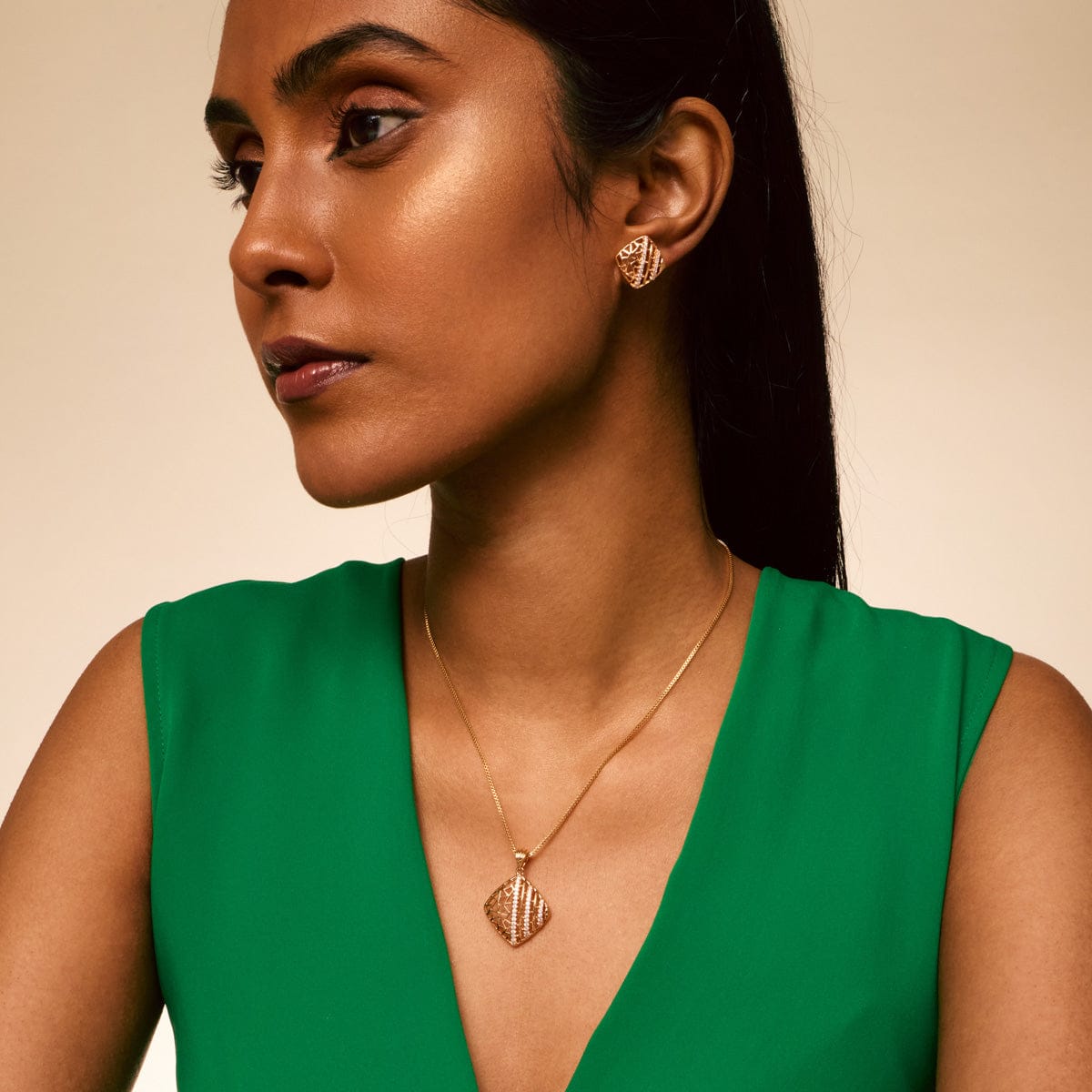 Zircon Pendant Set Zircon Pendant Earring 191783