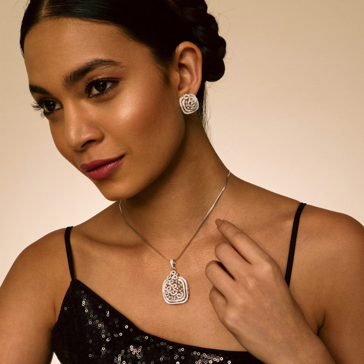 Zircon Pendant Set Zircon Pendant Earring 195229