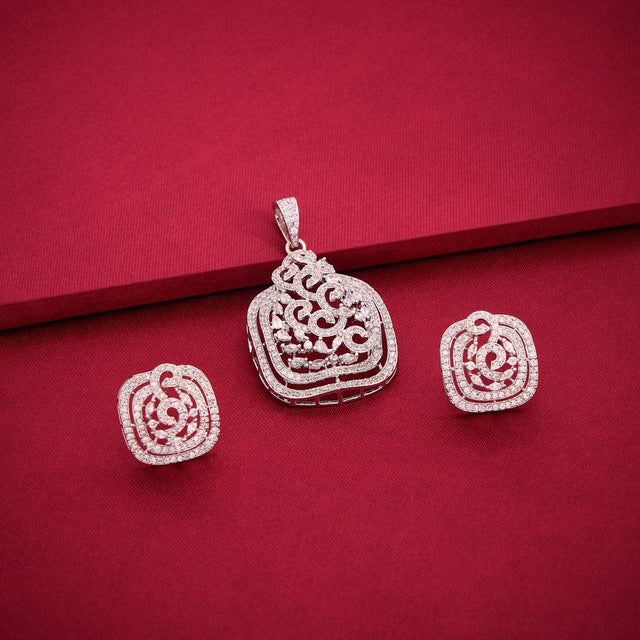 Zircon Pendant Set Zircon Pendant Earring 195229