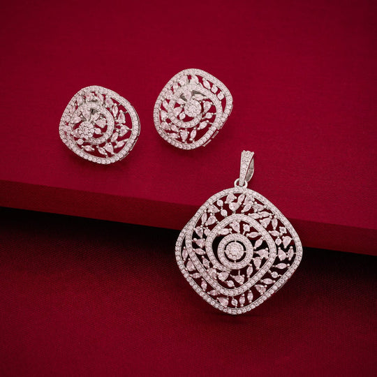 Zircon Pendant Set Zircon Pendant Earring 195230