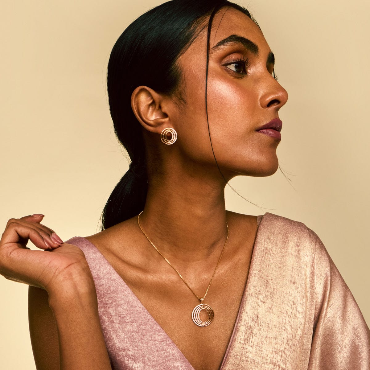 Zircon Pendant Set Zircon Pendant Earring 196782