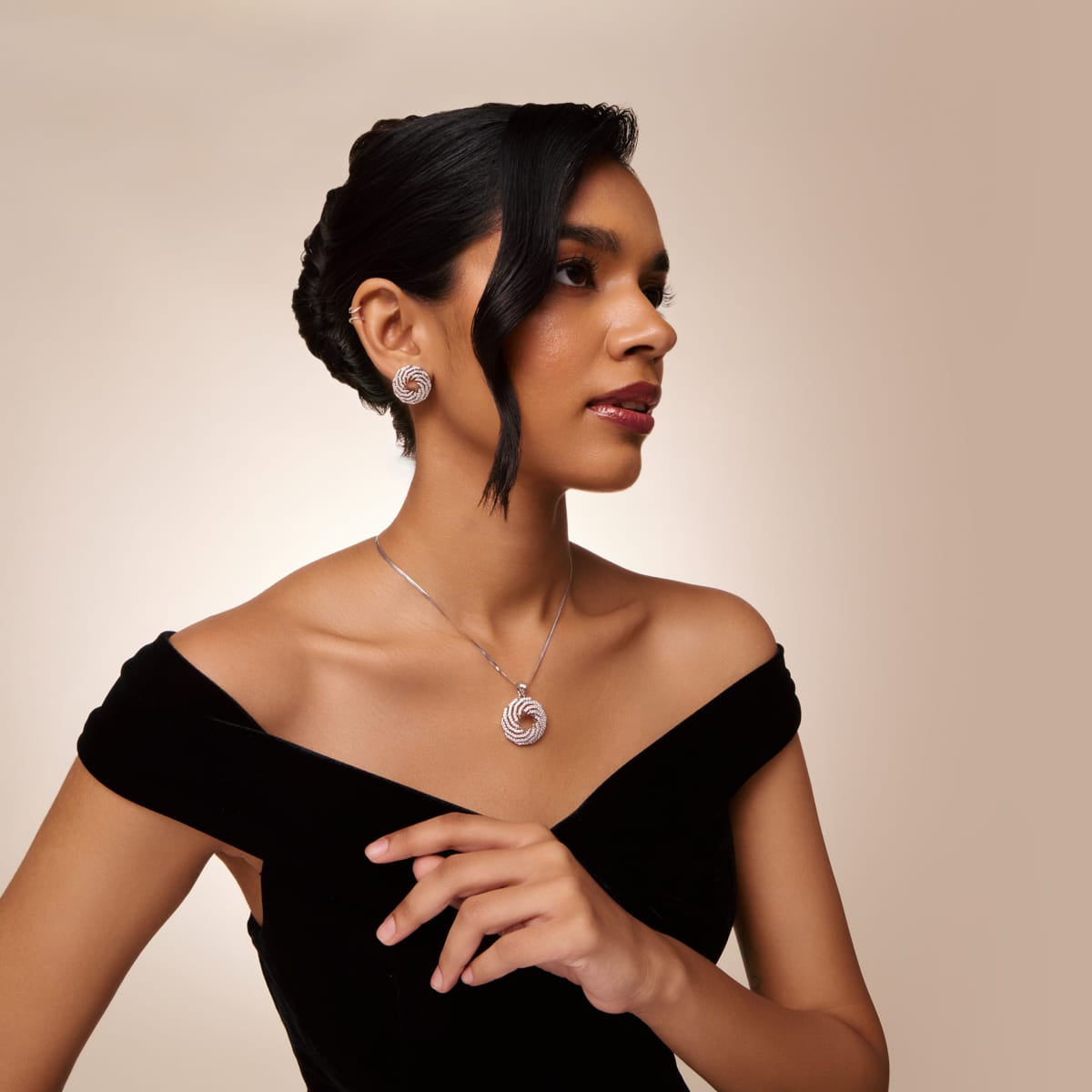 Zircon Pendant Set Zircon Pendant Earring 196907