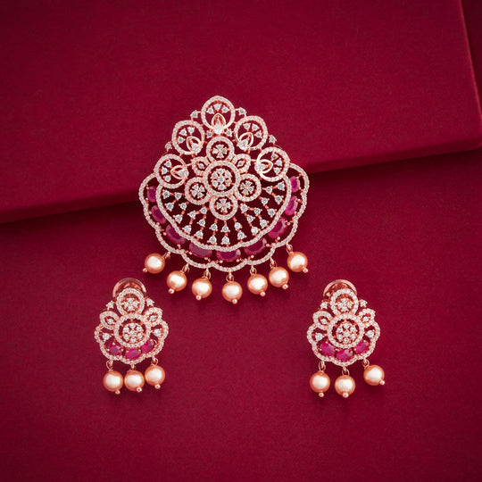Zircon Pendant Set Zircon Pendant Earring 197137