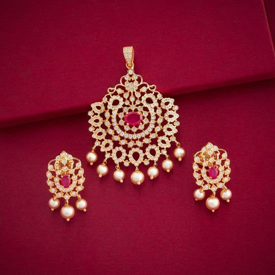 Zircon Pendant Set Zircon Pendant Earring 197138