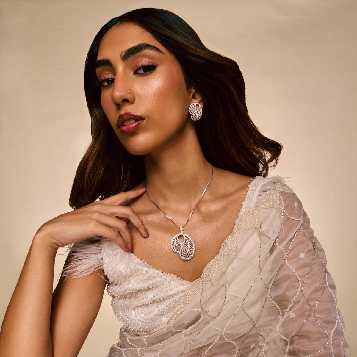 Zircon Pendant Set Zircon Pendant Earring 197161