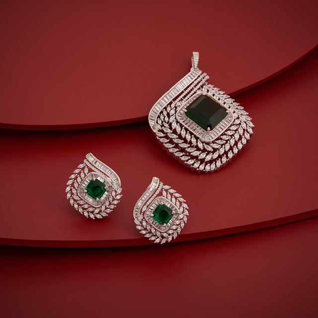 Zircon Pendant Set Zircon Pendant Earring 197804