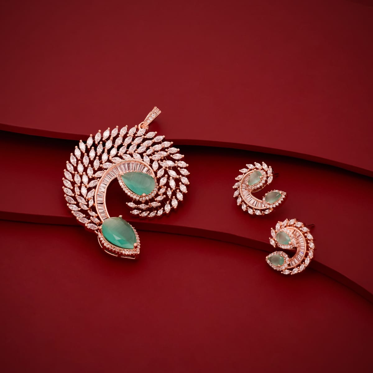 Zircon Pendant Set Zircon Pendant Earring 197805