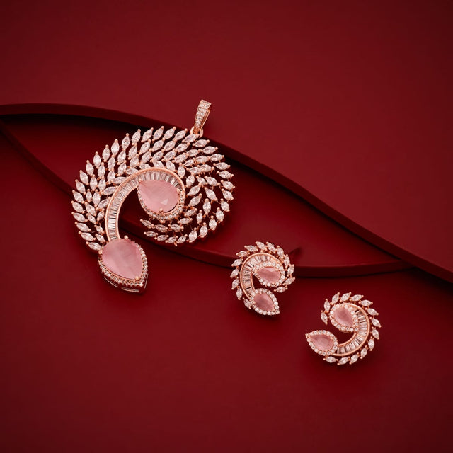 Zircon Pendant Set Zircon Pendant Earring 197805