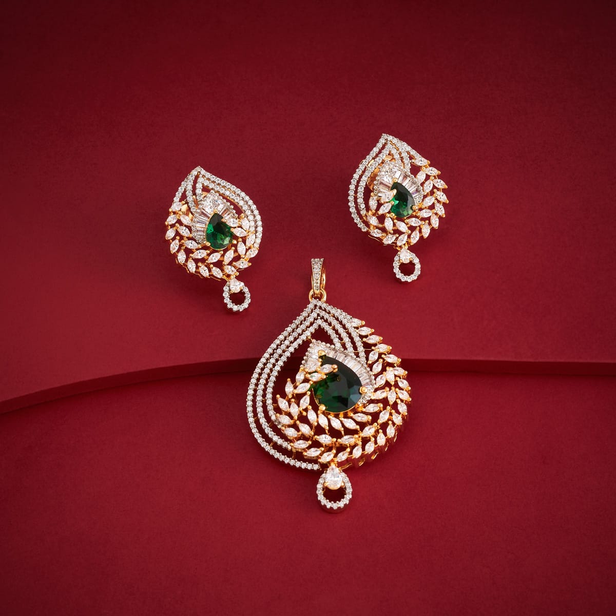 Zircon Pendant Set Zircon Pendant Earring 197806