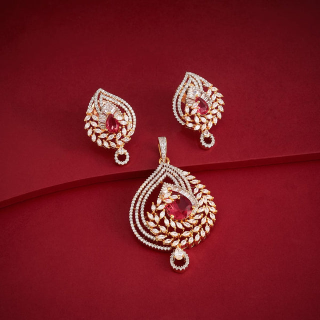 Zircon Pendant Set Zircon Pendant Earring 197806