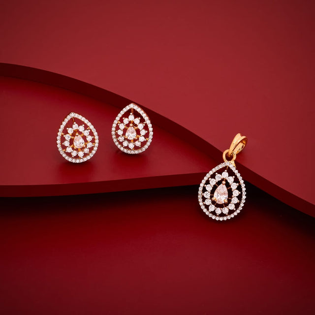 Zircon Pendant Set Zircon Pendant Earring 198837