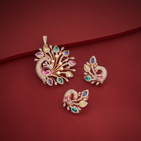 Zircon Pendant Set Zircon Pendant Earring 200263