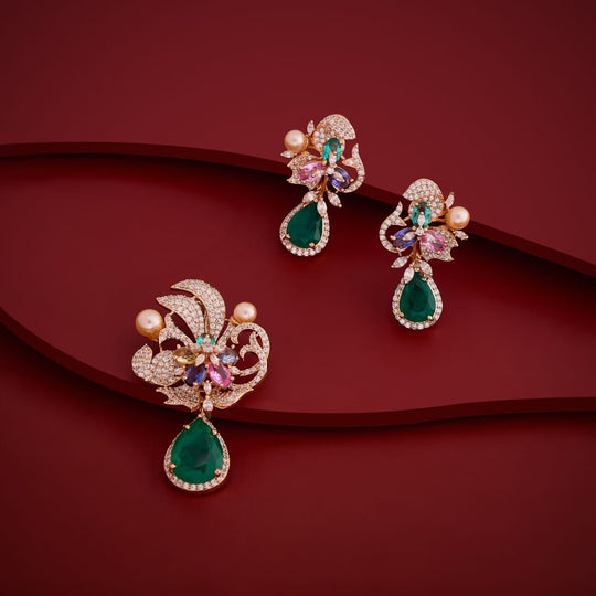 Zircon Pendant Set Zircon Pendant Earring 200313