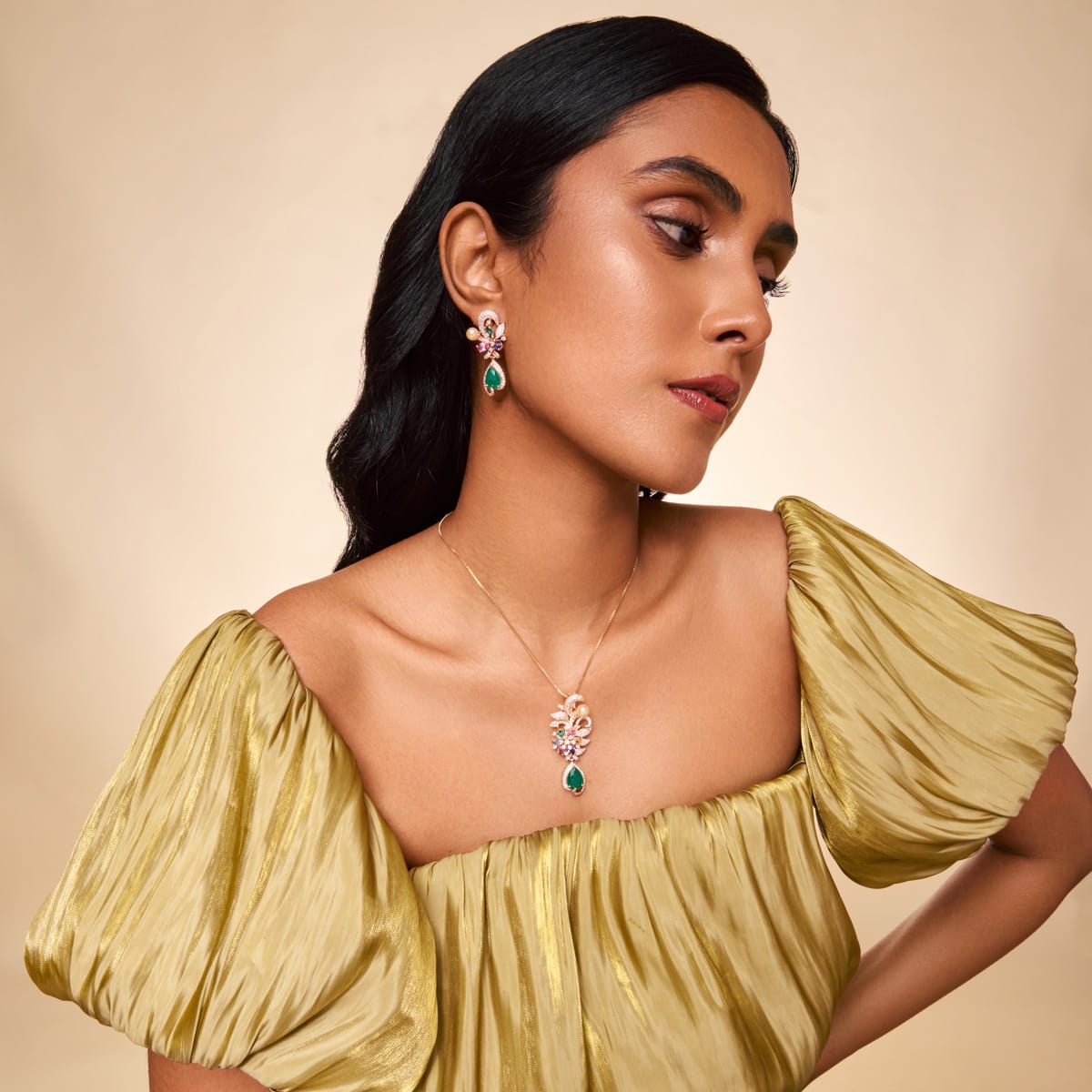Zircon Pendant Set Zircon Pendant Earring 200314