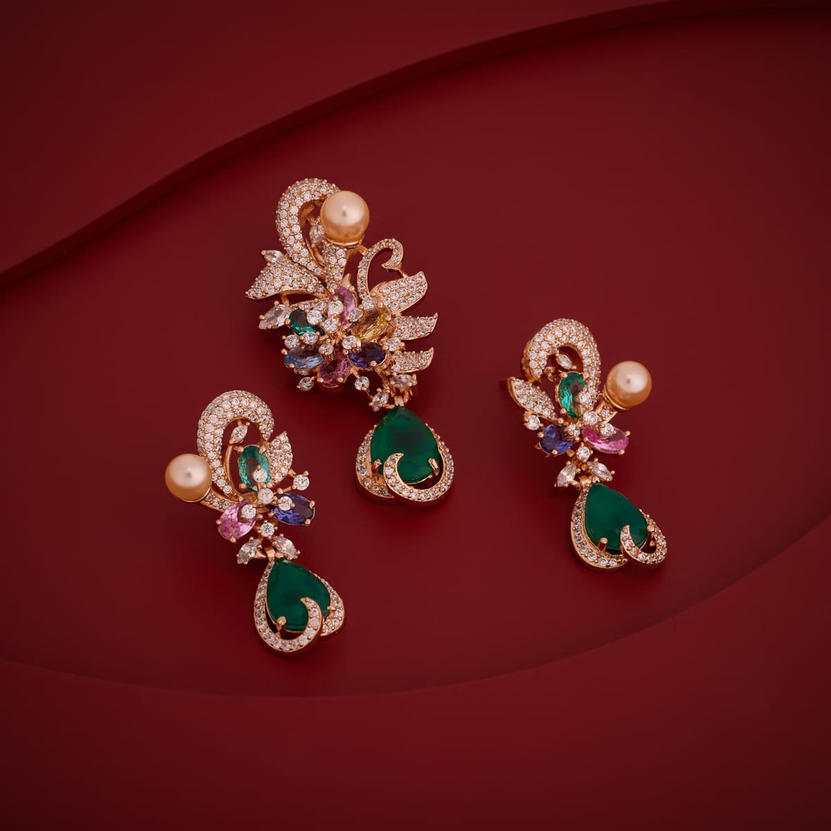 Zircon Pendant Set Zircon Pendant Earring 200314