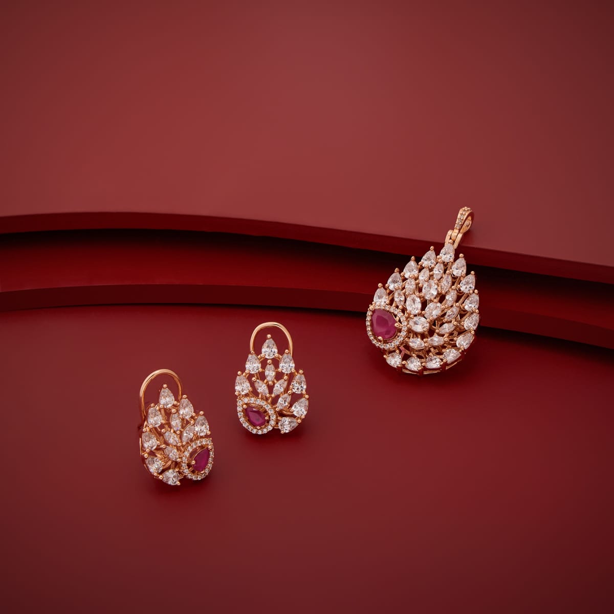 Zircon Pendant Set Zircon Pendant Earring 200528