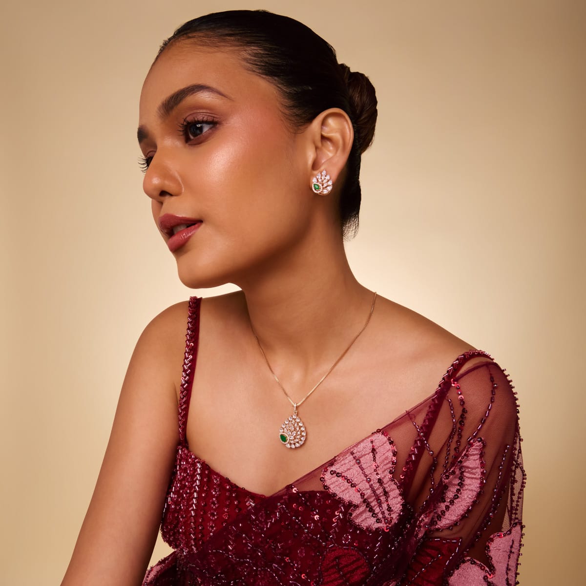 Zircon Pendant Set Zircon Pendant Earring 200528