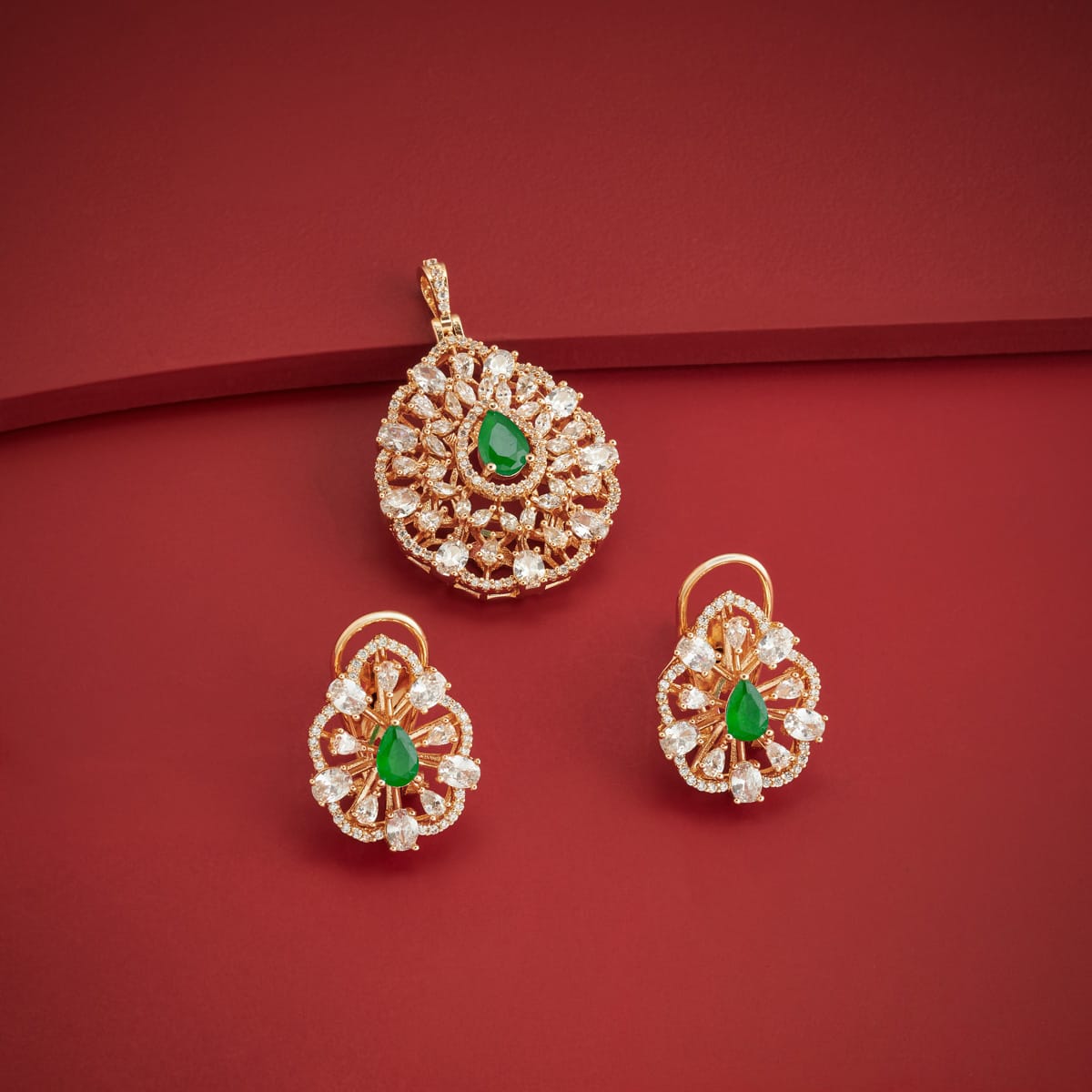 Zircon Pendant Set Zircon Pendant Earring 200529