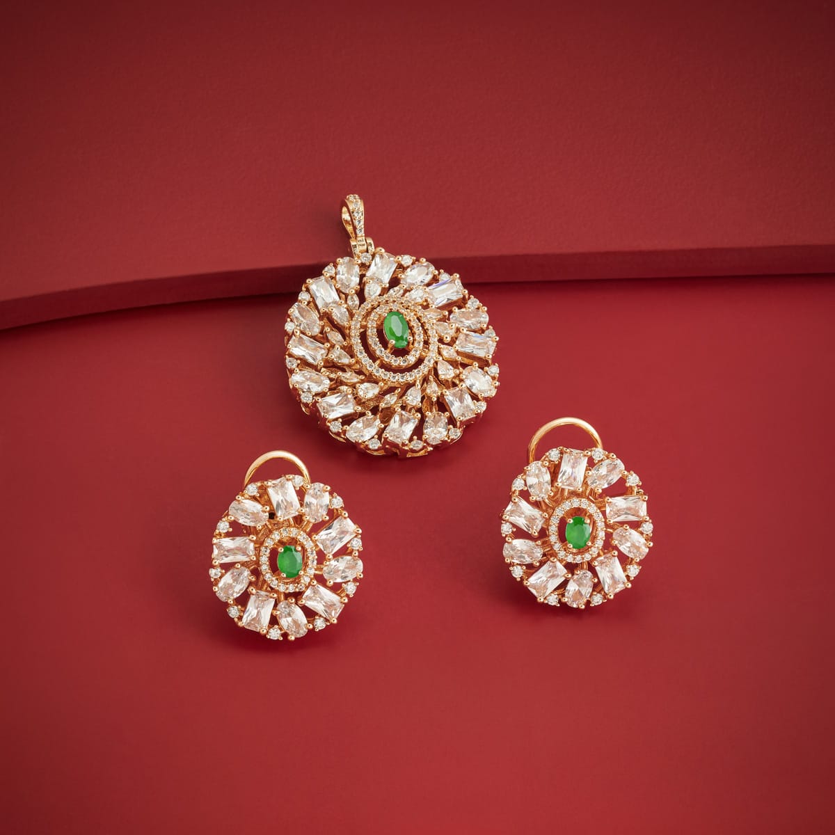 Zircon Pendant Set Zircon Pendant Earring 200530