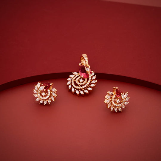 Zircon Pendant Set Zircon Pendant Earring 200539