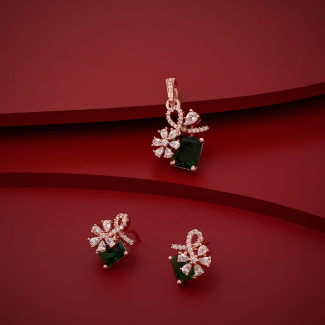 Zircon Pendant Set Zircon Pendant Earring 200541